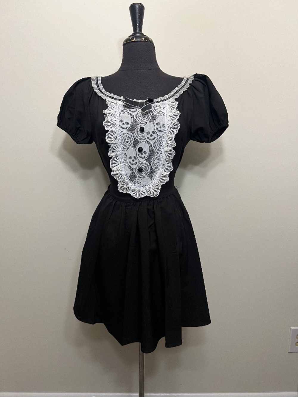 Dark in Love Gothic Lace Skull Mini Dress